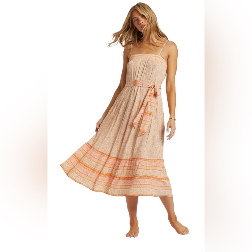 BILLABONG Wish For You Dress Size S 🌅 Boho Tiered Midi Festival Date Night NWT